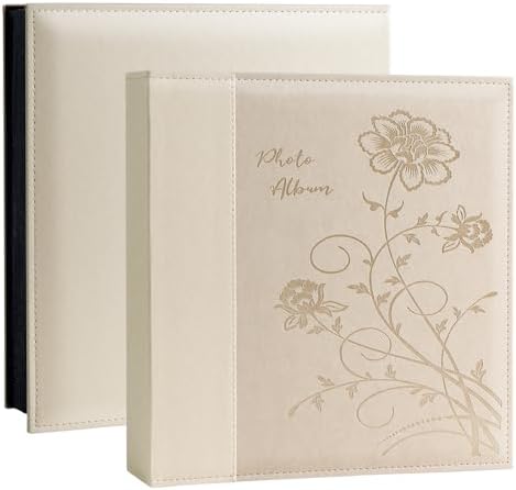 Artmag Photo Picutre Album 4x6 600 Photos, Extra Large Capacity Leather Cover Wedding Family Photo Albums Holds 600 Horizontal and Vertical 4x6 Photos with Black Pages(Beige) by Artmag