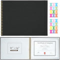 Vienrose Large Scrapbook Album 15.8 x 11.8 Inch, Linen Cover Photo Album with 12 Plastic Sleeves, Spiral Bound DIY Scrapbook for Photos, Kids Artwork, Certificates, Wedding Baby Travel, Black by Vienrose