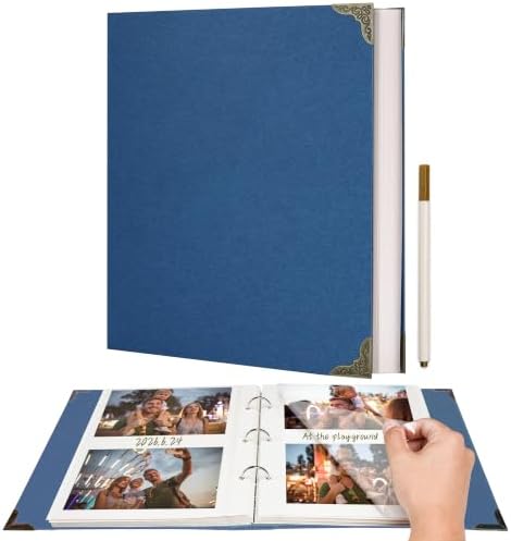 Vienrose 3-Ring Self-Adhesive Photo Album 9x10.6 In, 40 Pages, Blue by Vienrose