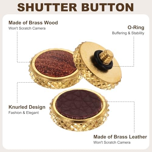 2Pcs Shutter Button (Light Brown/Dark Brown) - Upscale Delicate, Camera Soft Release Button Brass Threaded Soft Release, for Fuji - Image 3