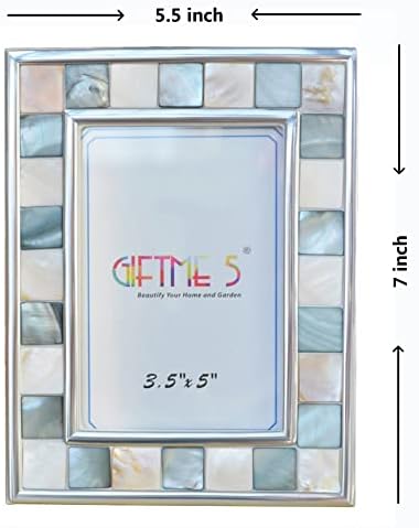 Baby Picture Frame 3.5x5 Mother of Pearl 3 1/2 by 5 Silver Plate Photo Frame Mosaic Tableto Frame (Grey+ White,1pc) - Image 5