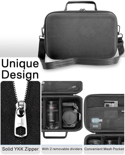 RAIACE Hard Carrying Case Compatible with Canon EOS Rebel T7/ T100/ T6/ R100/ R50/ R5/ R7/ R8, for Sony, for Nikon Camera. Large Capacity Camera Bag for Lens, Cables, Cards and Accessories. - Black - Image 5