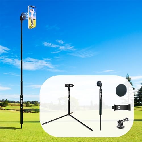 Monopod and Tripod Selfie Stick to Record Golf Swing - Multi Functional Phone Holder with Magnetic and Phone Holder - Golf Training Aid - Compatible with All iPhone Android Phone by GreatYYT
