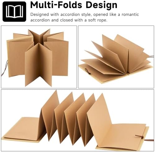 2 Pack Jutieuo Scrapbook Albums 6x8 Inch Small Photo Album with DIY Accessories Set, Stretchable Folding Kraft Paper Memory Book for Wedding Anniversary (Brown) - Image 4