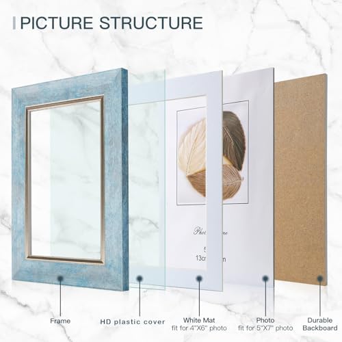 XUANLUO 5x7 Picture Frames Set of 4,Rustic Retro Photo Frame(Mix Color) - Image 3