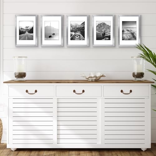 Americanflat 8x12 Picture Frame 5-Pack - Matted to 6x8 - Silver - Image 5