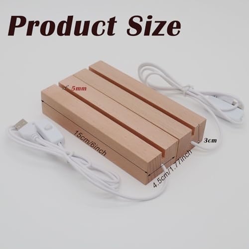 2Pcs Rectangle Wood LED Light Stand Display Base for Plexiglass Crystal Art - Image 3