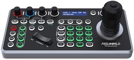 FEELWORLD KBC20 PTZ Camera Joystick Controller, LCD Screen 4D Joystick Control Keyboard Support PoE VISCA Pelco-D/P RS422 RS485 RS232 RJ45 for Church Live, Events, Live Streaming by Feelworld