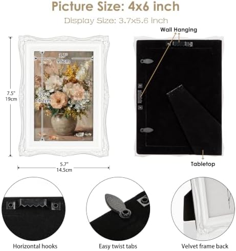 Vintage White Picture Frame 4x6, Antique Wedding Photo Frame Décor - Image 3