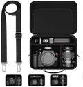 Hard Shell Camera Case Compatible with Canon EOS Rebel T7/R50/R100 and More DSLR & Mirrorless Cameras – Portable Travel Bag with Adjustable Dividers, Mesh Pocket & Shoulder Strap (Black) by Unknown