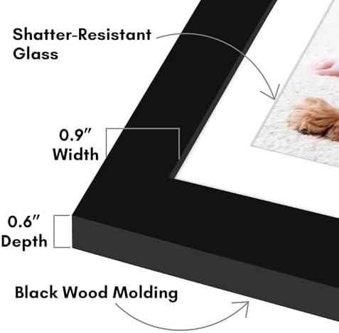 Americanflat 5x7 Picture Frame with Shatter-Resistant Glass - Set of 2 - Use as 4x6 Frame with Mat or Display 5x7 Photo Without Mat - Signature Collection - Picture Frames for Tabletop or Wall - Black - Image 3