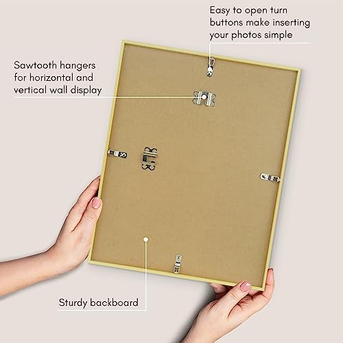 Americanflat 11x14 Picture Frame with Shatter-Resistant Glass - Use as 8x10 Frame with Mat or Display 11x14 Photo Without Mat - Streamline Collection - Thin Border Picture Frames for Wall - Gold - Image 6