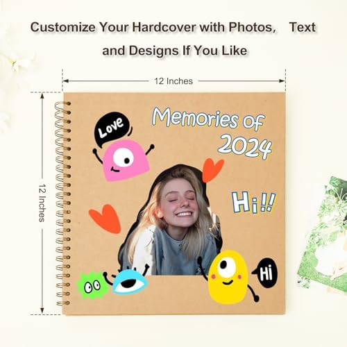 Scrapbook Album 12x12 Inches 100 Pages Hardcover Kraft Paper Brown - Image 3