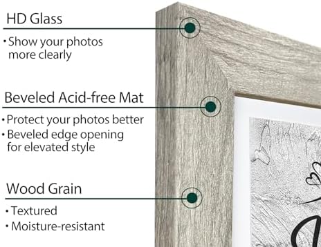 Califortree Grey 5x7 Picture Frame - Display Photos 4x6 with Mat or 5x7 Without Mat, Wall Mounting or Tabletop Display - Set of 2 - Image 2