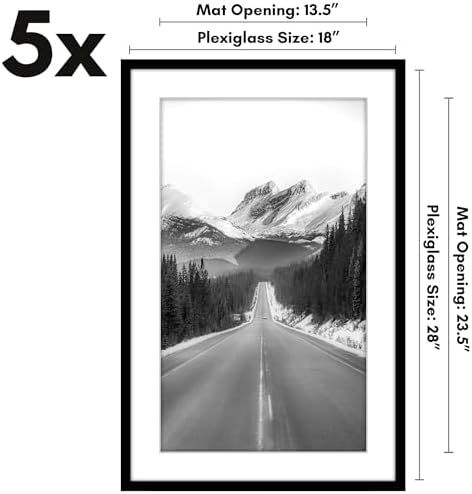 Americanflat 18x28 Poster Frame 5-Pack - Matted to 14x24 - Black - Image 2