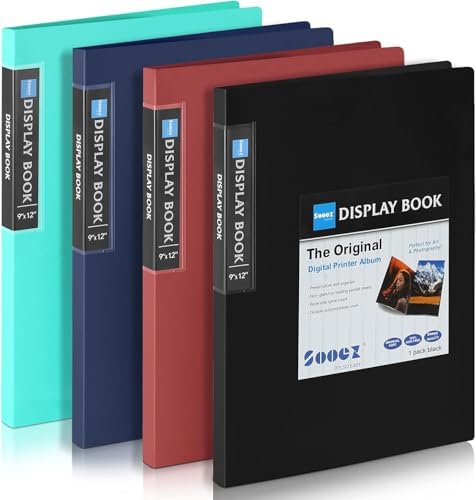Sooez 30-Pocket Binder with Plastic Sleeves 9x12, Heavy Duty Art Portfolio by Sooez