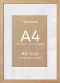 Homeforia A4 Natural Oak Picture Frame, High-End Wood, A5 Mat, Glass by Homeforia