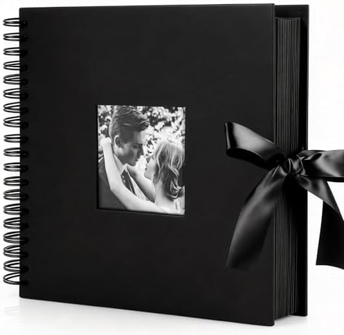 INNOCHEER Photo Album - Self Adhesive 80 Black Pages, Large Scrapbook Wedding Guest Book for DIY Anniversary Travel Memory Scrapbooking (Black 12 x 12) by INNOCHEER