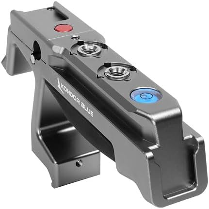 KONDOR BLUE Talon XL NATO Top Handle with REC Trigger for Camera Cages, Dual NATO Rail, 3/8-16 ARRI-Style Mounts, Cold Shoe Slots, Remote REC Button, Ergonomic Grip, Bubble Level, Gray - Image 3