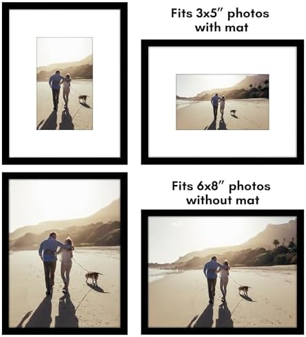Americanflat 6x8 Picture Frame - Matted to 3x5 - Slim Molding - Black - Image 4