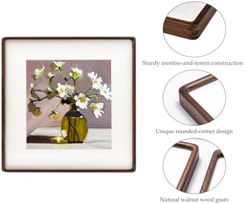 Recuerdos 20x20 Walnut Picture Frame, Matted to 16x16 with HD Plexiglass - Image 4