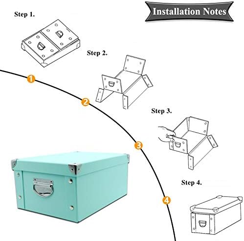 GUOZI Collapsible Storage Box, Decorative Memory Box with Lid & Metal Reinforced Corners, Cardboard File Bin with Handles, Organizer Gift Box for Keepsake Toy Photos Office Nursery Wardrobe Bookshelf - Image 7
