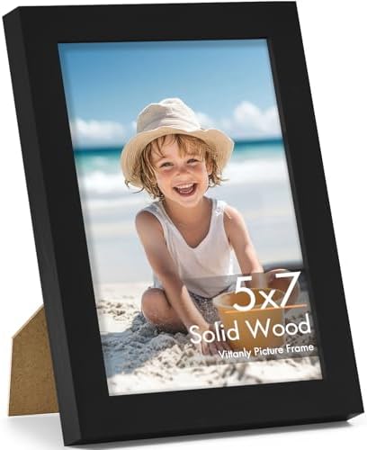 Vittanly 5x7 Picture Frame Made of Solid Wood for Wall or Tabletop, Black by Vittanly