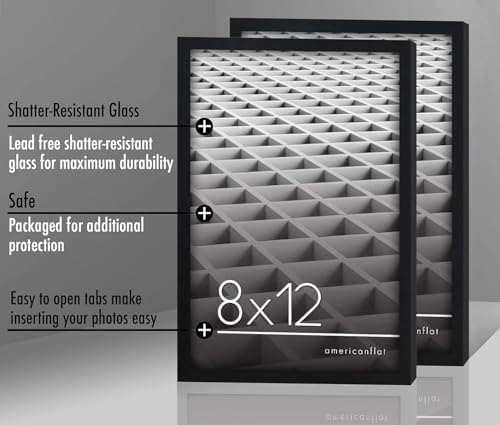 Americanflat 8x12 Picture Frame with Shatter-Resistant Glass - Set of 2 - Streamline Collection - Thin Border Photo Frame for Tabletop and Wall - Hanging Hardware and Easel Stand Included - Black - Image 6