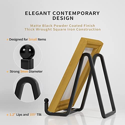 IPAME 3 Pack 3 Inch Plate Stands for Display - Metal Square Wire Plate Holder Display Stand + Picture Frame Stand Holder Easel for Decorative Plate, Book, Plaque, Photo, Platter (Black 3pcs) - Image 2