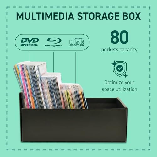 Tarifold DVD and CD Storage Box, Holds 80 Sleeves, Durable Cardboard, Black - Image 3