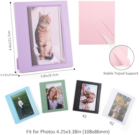8 Packs Tabletop Photo Frame for Instax Wide Film - Desk Stand Up Display Small Picture Frame for Instax WIDE EVO/400/300/210 Instant Camera Film,4.25x3.38'' Photo Frame - Colorful - Image 3
