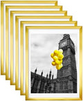 12x16 Picture Frame Set of 6, Display Pictures 11x14 with Mat or 12x16 Without Mat,Wall Gallery Photo Frames, Polished Gold by BSRHOME