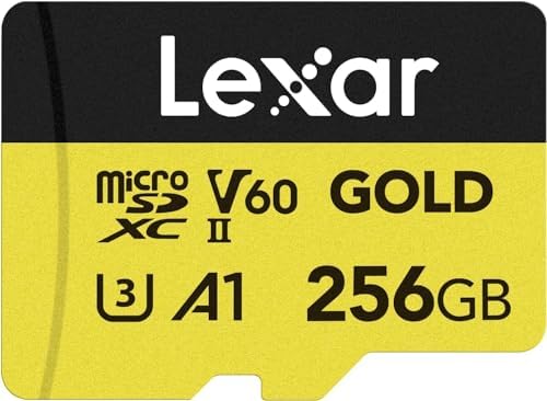 Lexar 256GB Gold Micro SD Card, 280MB/s Read, 4K, V60, UHS-II, A1 by Lexar