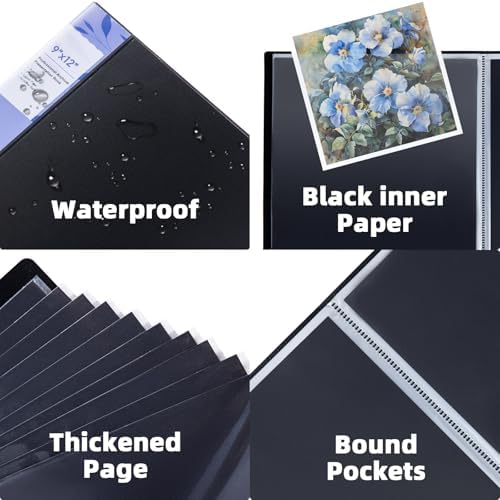 9x12 Black Art Portfolio Folder Displaying 48 Pages with Plastic Sleeves - Image 4