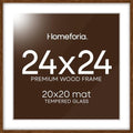 Homeforia 24x24 Brown Oak Picture Frame, High-End Wood, 20x20 Mat, Glass by Homeforia