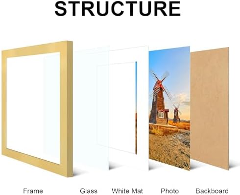 11x14 Picture Frame Set of 4 with Real Glass, Wall Mount - Image 3