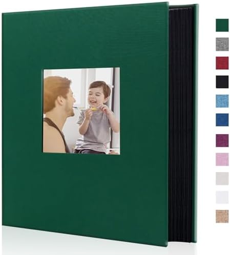 Artmag Fabric Photo Album 4x6 400 Large Capacity for Family Wedding Anniversary Linen Album Holds 400 Vertical Photos (400 Pockets, Dark Green) by Artmag