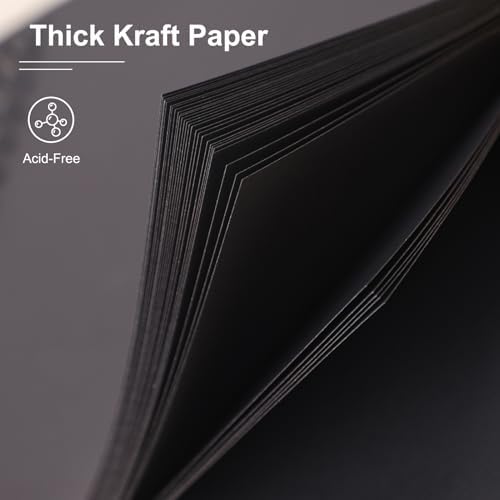 Scrapbook Album 10x10 Inches 100 Pages Hardcover Kraft Paper Black - Image 4
