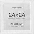Homeforia 24x24 White Oak Picture Frame, High-End Wood, 20x20 Mat, Glass by Homeforia