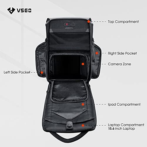 VSGO Black Snipe 20L Camera Backpack with Removable Padded Dividers - Image 2