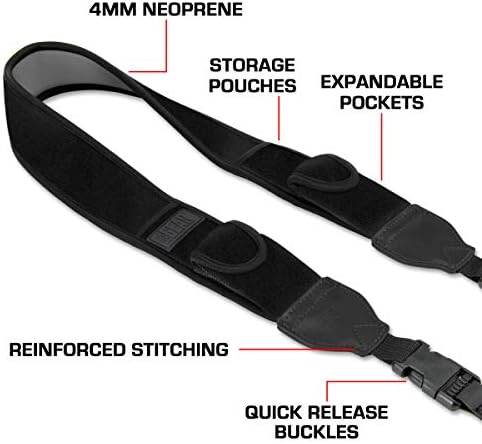 USA Gear TrueSHOT Camera Strap Neoprene Camera Straps - Padded Neck Strap, Pockets, and Quick Release Buckles - Compatible with Canon, Nikon, Sony and More DSLR and Mirrorless Cameras (Black) - Image 4