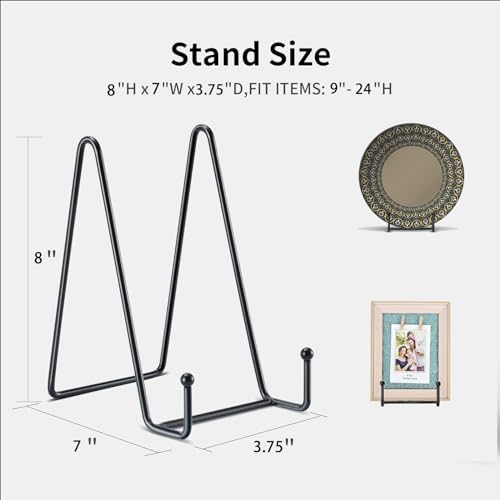 Kruodop 8 Inch Plate Stands for Display, 5 Pack Plate Holder Display Stand, Black Metal Frame Easel Holder Stand for Pictures,Book, Photo, Decorative Plate, Black - Image 2