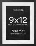 Homeforia 9x12 Black Oak Picture Frame, High-End Wood, 7x10 Mat, Glass by Homeforia