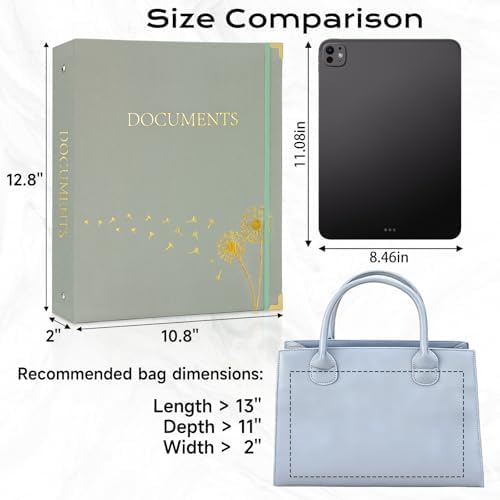XKDOUS Important Document Organizer 3 Ring Linen Binders Folio File Folders - Image 5