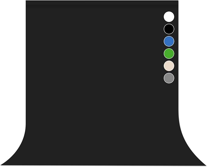 Black Photo Backdrop for Photoshoot Solid Color Background 6x9 ft | Photography Studio Photobooth Curtain for Headshot, Homestudio, Portrait, Video, Meeting, Easy to Install, Washable Fabric by Pksoiil