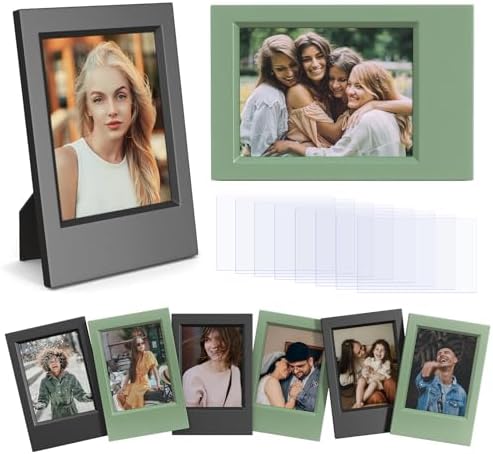 2x3 Photo Frames for Instax Mini EVO 13 12 Liplay SE Link 3 Camera Film, 3-inch Small Picture Frame for Mini 11 40 41 90 99 7+ Photo with Clear Protective Film (8-Packs Balck&Green) by HIYQIN