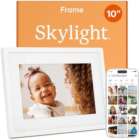 Skylight Digital Picture Frame, Load from Phone Capability, 10" White by Skylight