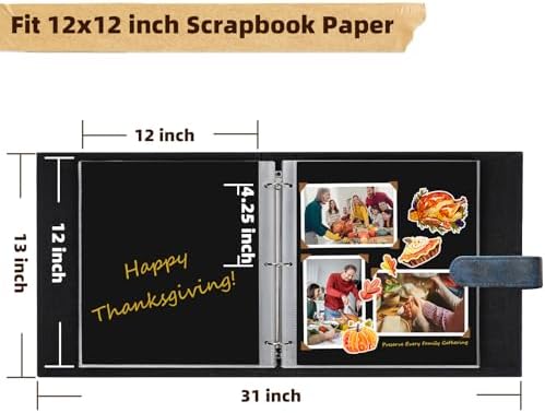Vienrose 15"x13" Scrapbook Album Gift Set Faux Leather DarkBlue 100 Pages - Image 3