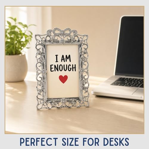 2x3 Mini Picture Frame: Silver Scrollwork + Clear Rhinestones - Image 6