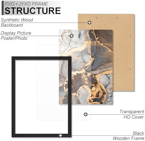 Fxojyvo 9.5x13 Picture Frame Set of 6 Black Engineered Wood Wall Hanging - Image 3